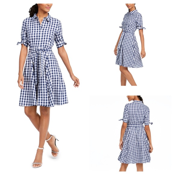 calvin klein gingham midi dress